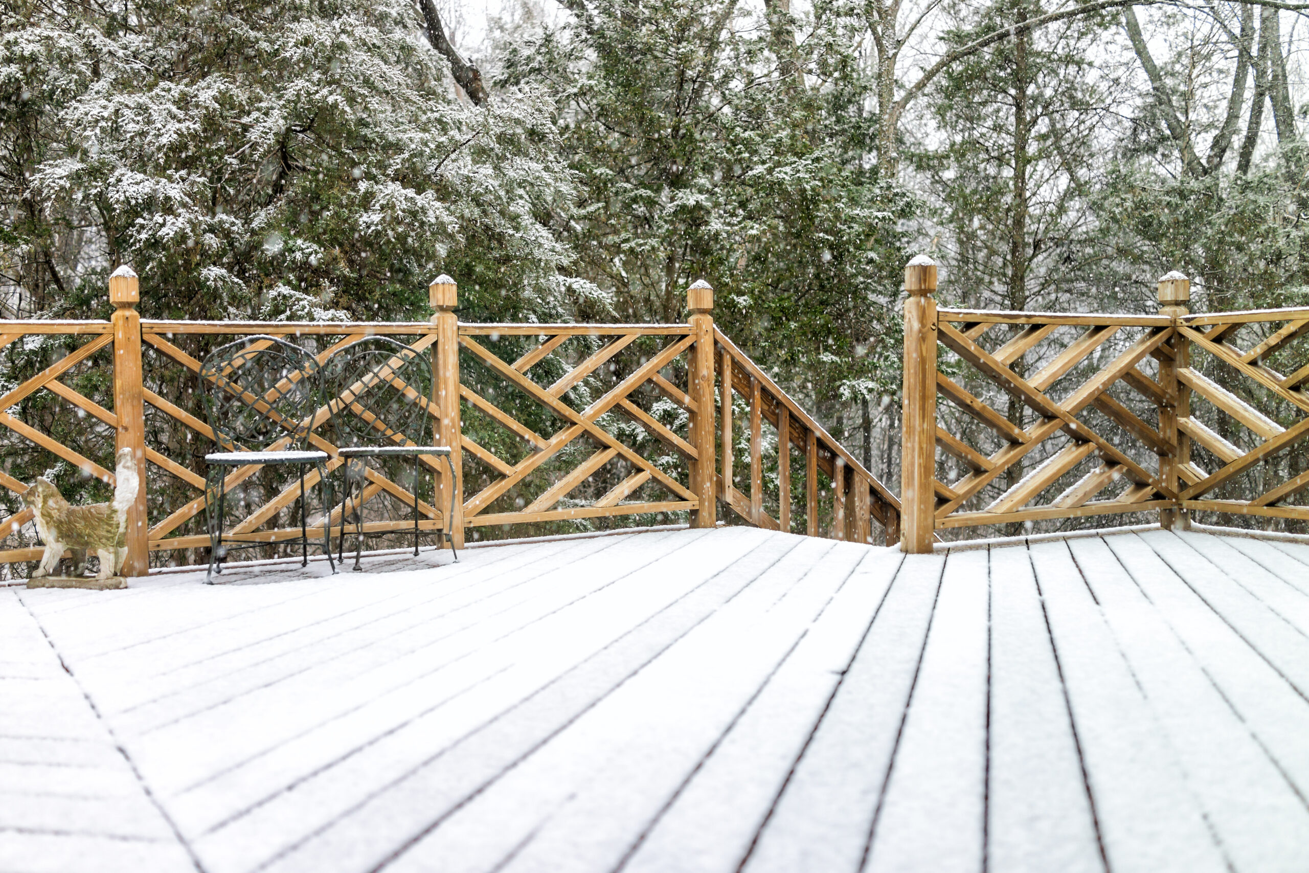 outdoor furniture in snow